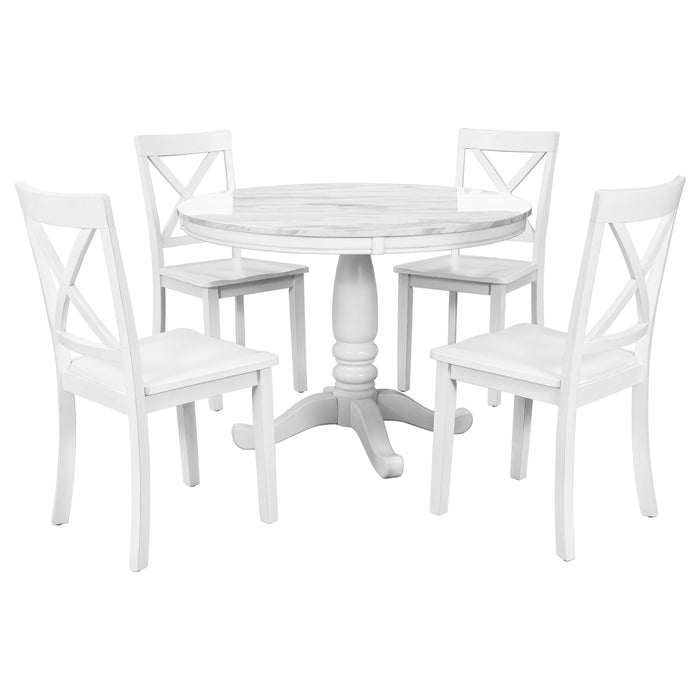 5 Pieces Dining Table and Chairs Set - White