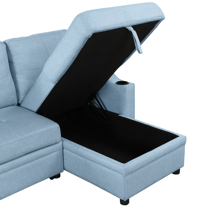 Modern Pull Out Sofa Bed - Blue