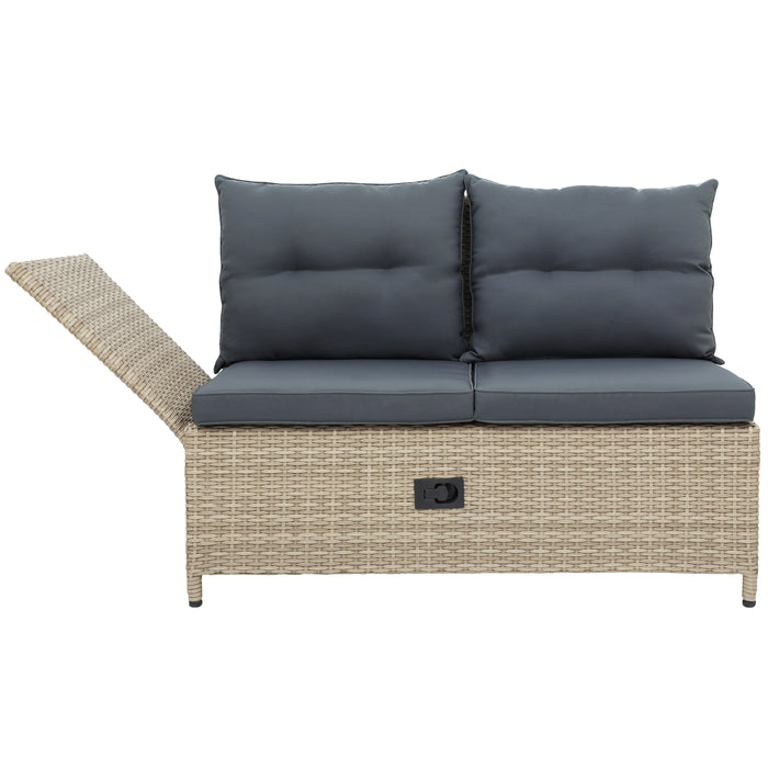 Outdoor Patio 4-Piece All Weather PE Wicker Rattan Sofa Set with Adjustable Backs for Backyard, Poolside, Gray