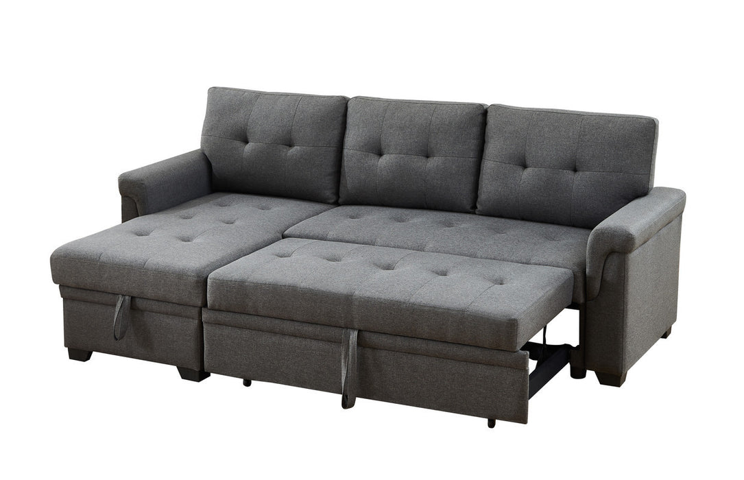 Reversible Sleeper Sectional with Storage Chaise - Dark Gray Linen