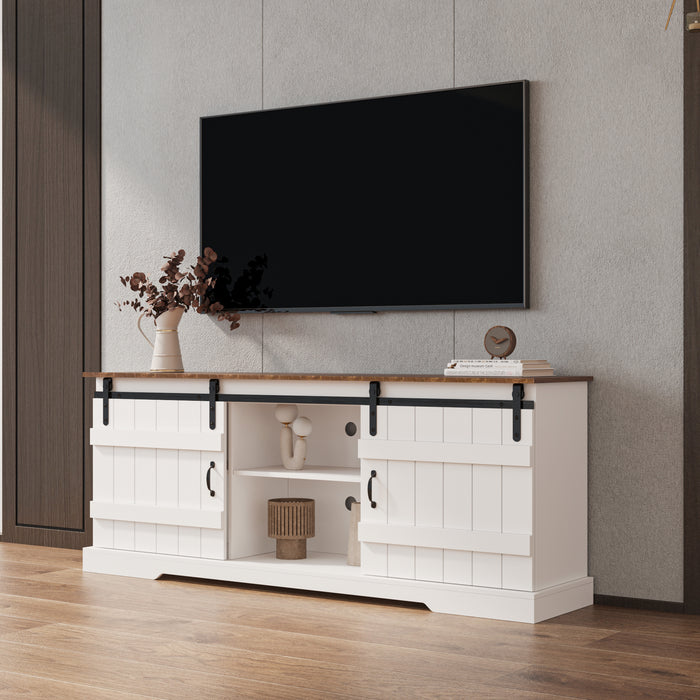 Farmhouse Sliding white Barn Door TV Stand for 80 inch TV Stands