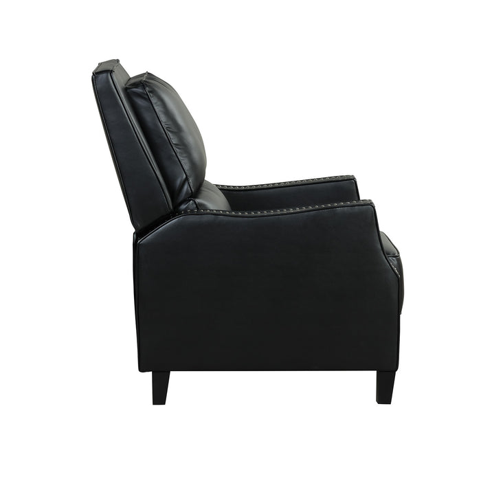 Push Back Recliner, Arms with Brass Nails, Blackl (29.5"x40"x42")