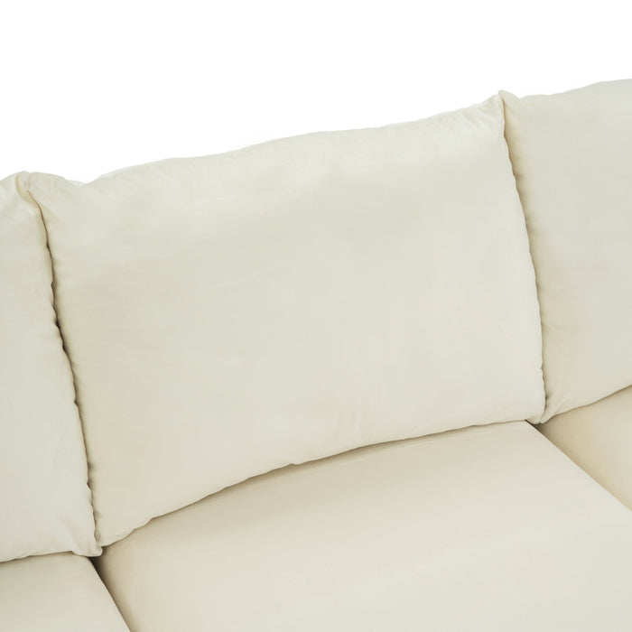 L-Shape Sectional Sofa with Ottoman -Cream