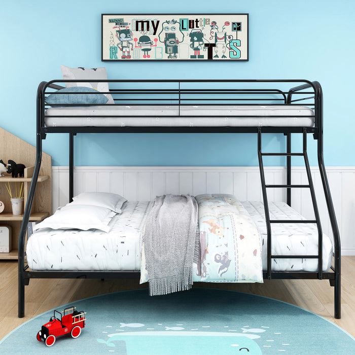 Heavy Duty Twin-Over-Full Metal Bunk Bed - Black