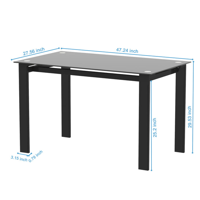 Modern tempered glass black dining table