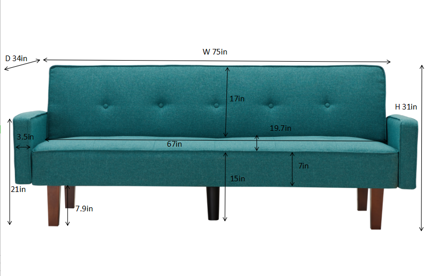 Modern Futon Sofa Bed - Green