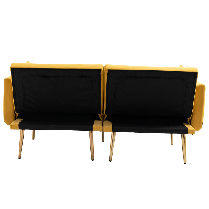 Modern Velvet  Sofa Futon - Mustard