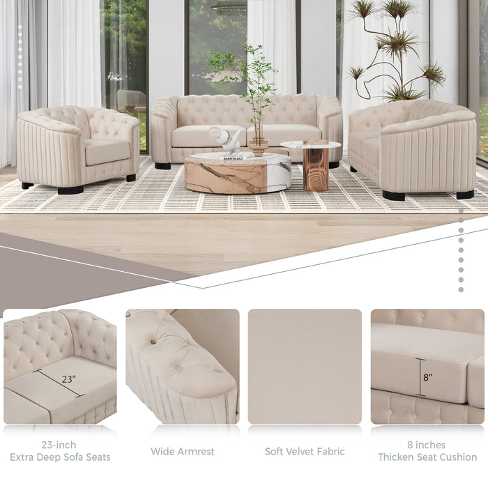 Modern 3-Piece Sofa Sets - Beige