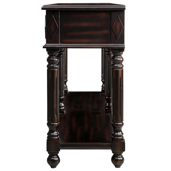 Retro Console Entryway Table - Distressed Black