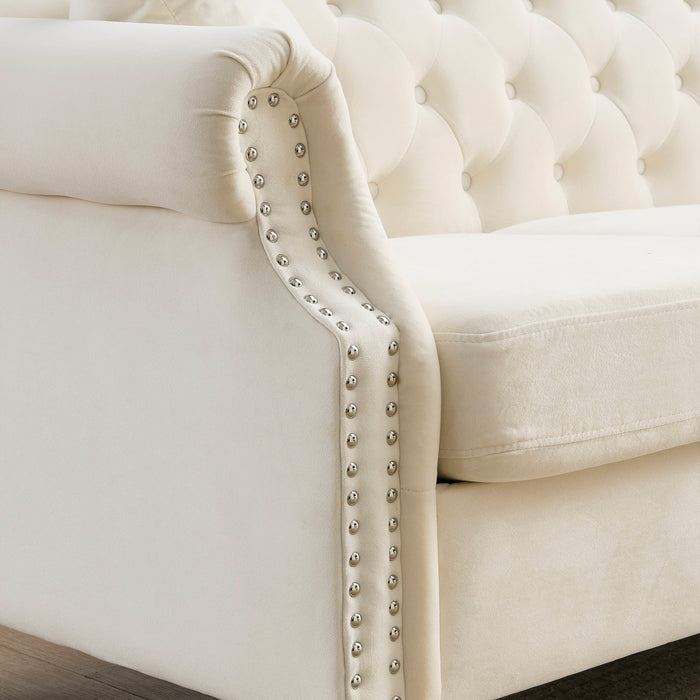 Chesterfield  Velvet Sofa - Beige