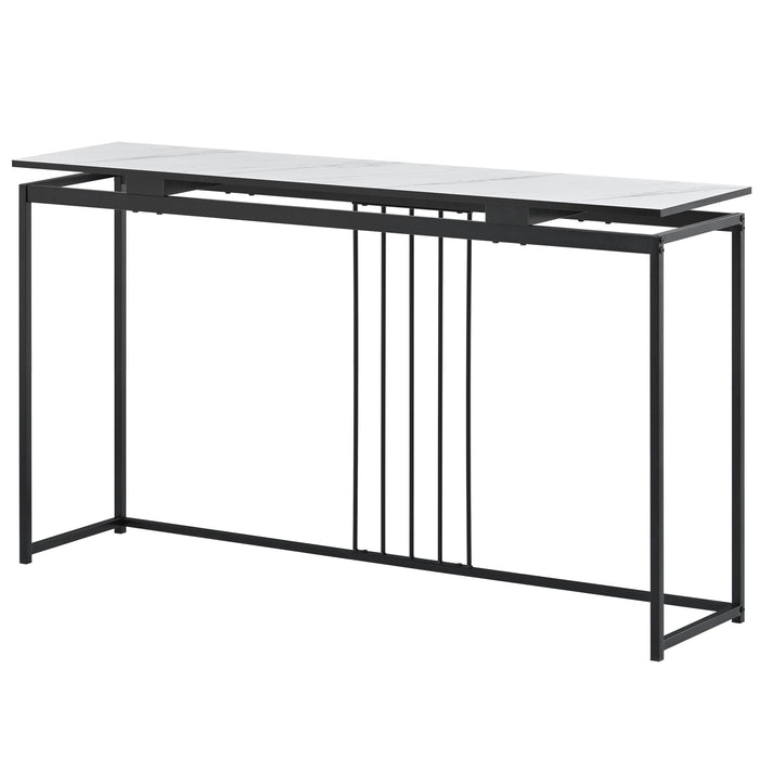 Modern Console Entryway Table for Entryway, Hallway, Living Room - White + Black