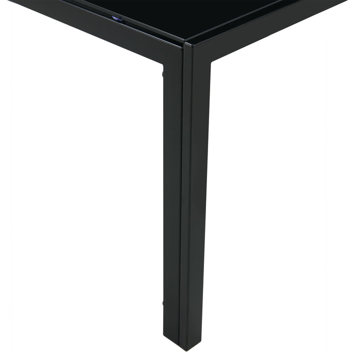 Coffee Table Set of 2, Square Modern Table with Tempered Glass Finish - Black