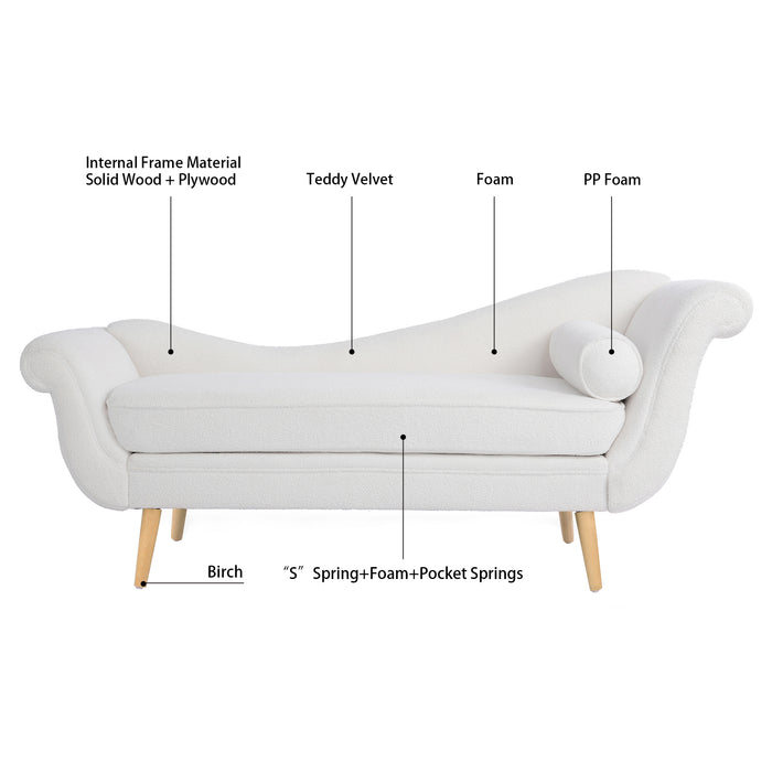 Chaise Lounge with Scroll Arms - White