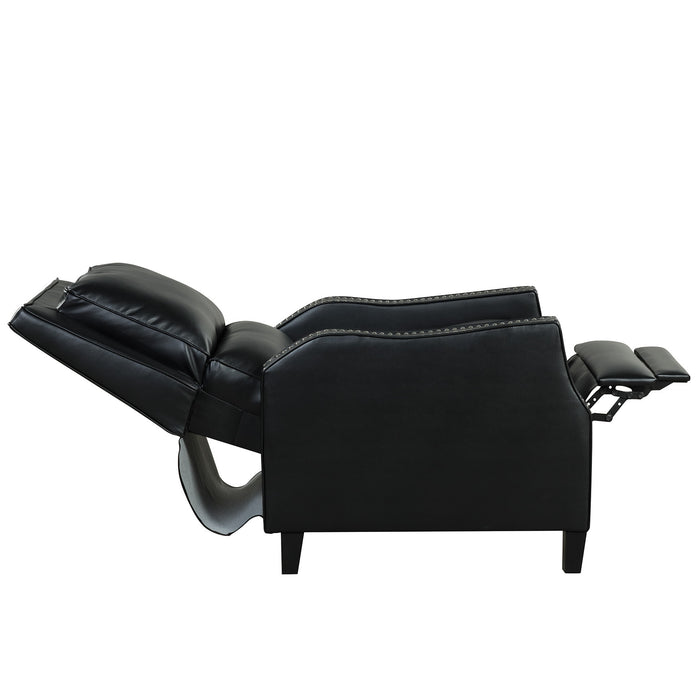 Push Back Recliner, Arms with Brass Nails, Blackl (29.5"x40"x42")