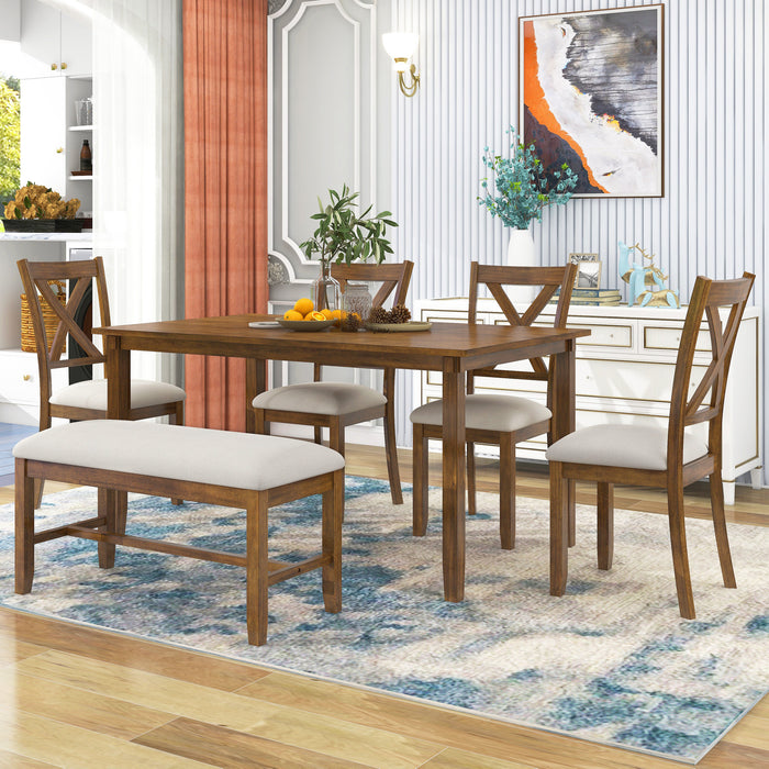 6-Piece Kitchen Dining Table Set - Natural Cherry