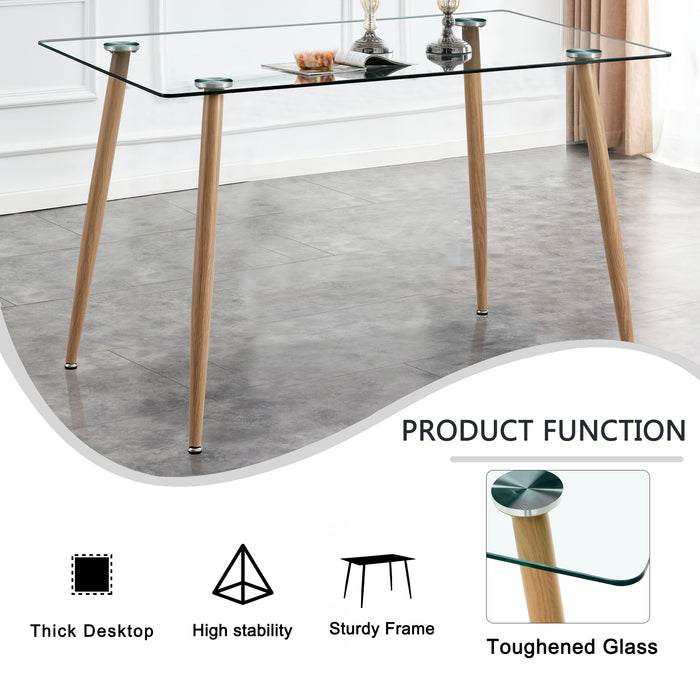 Modern Minimalist Rectangular Glass Dining Table