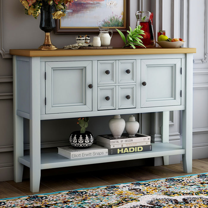 Console Table with Bottom Shelf - Lime White