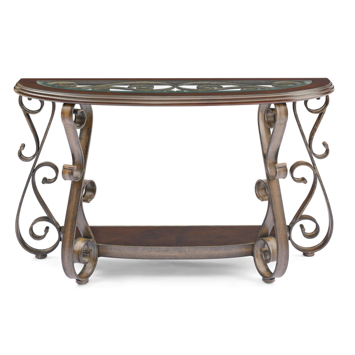 Console Table with Glass Table Top - Dark Brown