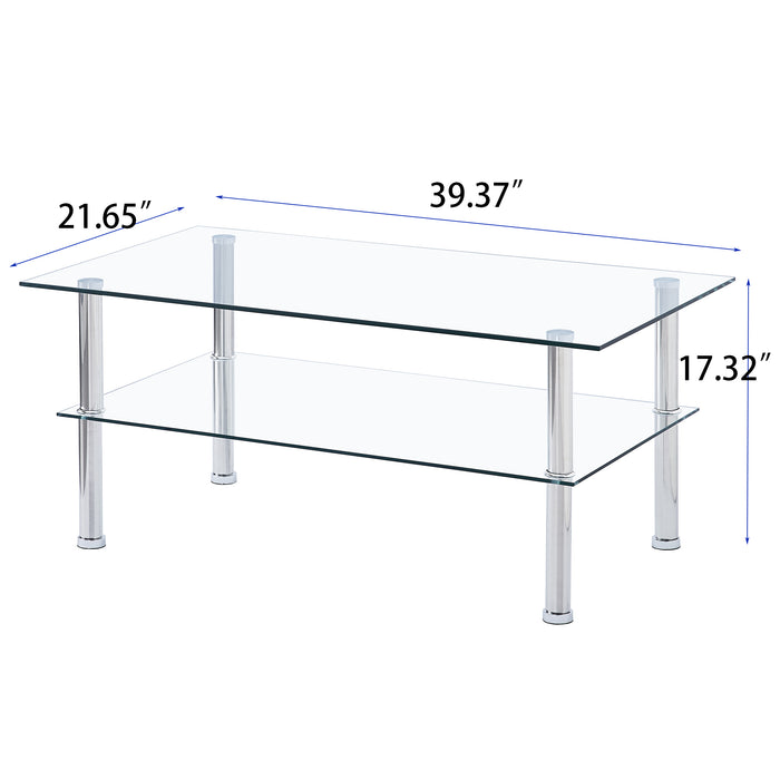 Clear Glass Coffee Table, Tempered Glass