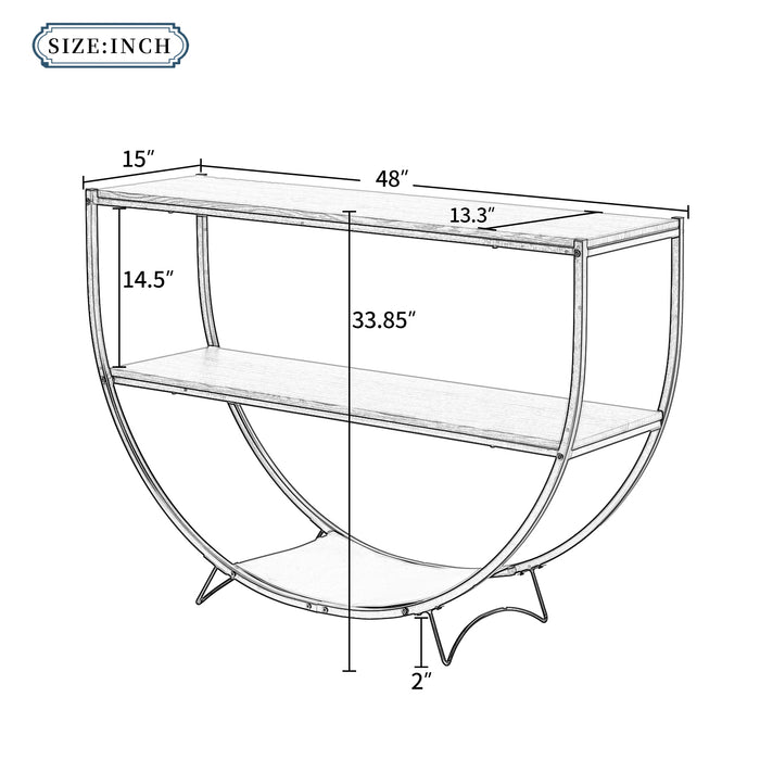 Rustic Industrial Design Demilune Shape Console Table - Brown