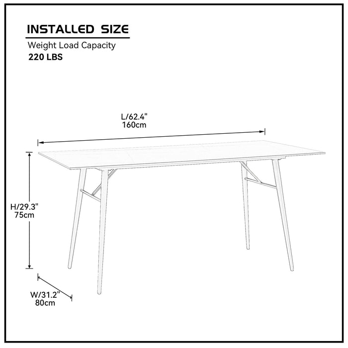 SINTERED STONE Dining Table Porcelain Kitchen Table -White