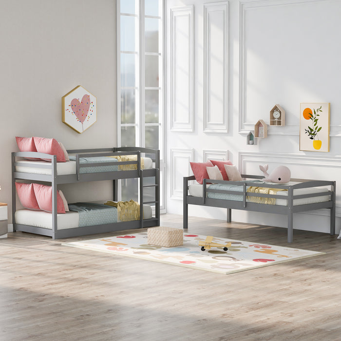 Twin over Twin over Twin Triple Bunk Bed - Gray