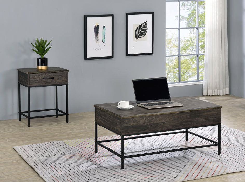 Modern Brown MDF Lift Top Coffee and End Table Set - Brown ( 2 piece )