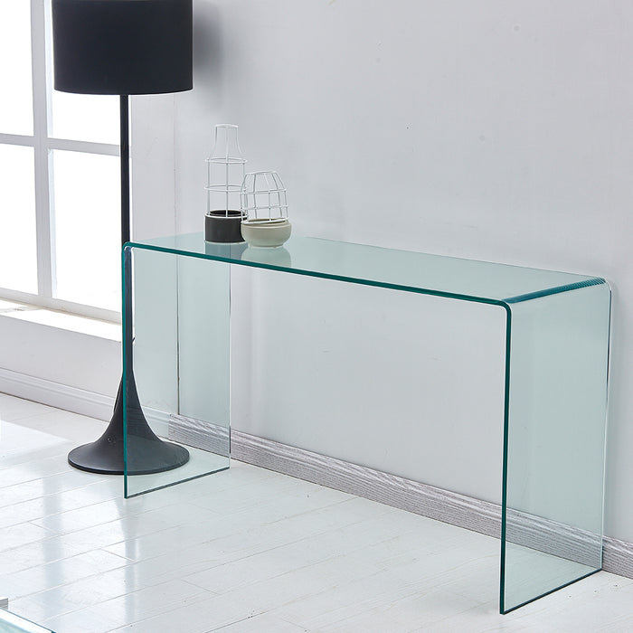 Transparent Tempered  Glass Console Table with Rounded Edges