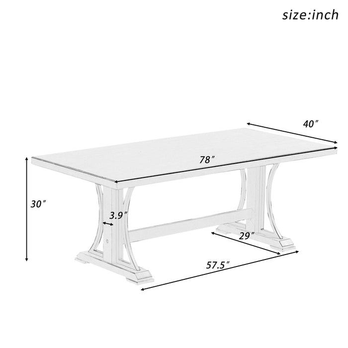 Retro Style Dining Table 78” Wood Rectangular Table (Gray)