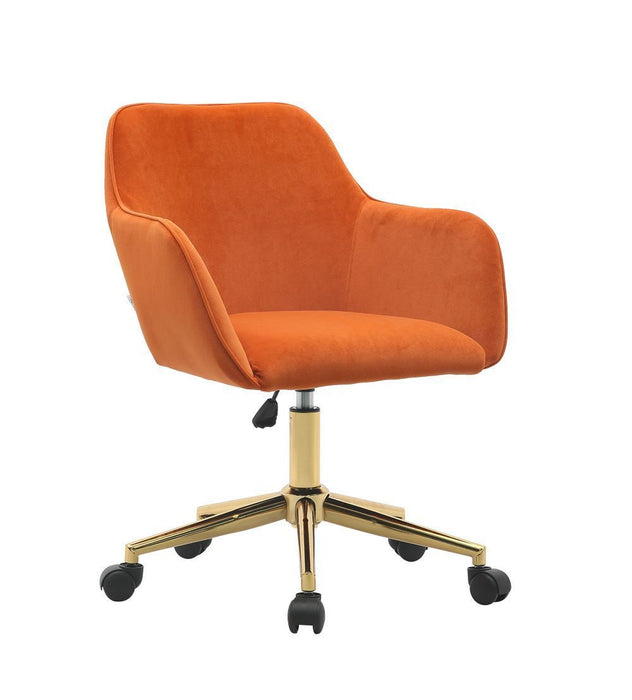 Modern Velvet Home Office Chair - Orange