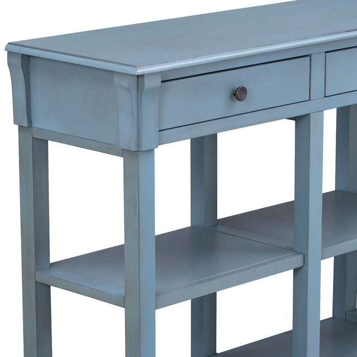 Retro Console Table/Sideboard with Ample Storage - Teal Blue