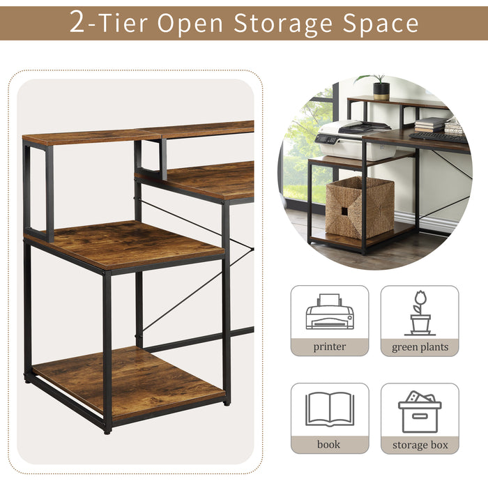 Home Office Computer Desk with Storage Shelves