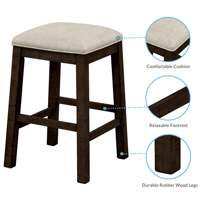 4- Pieces Counter Height Table with Fabric Padded Stools - Brown