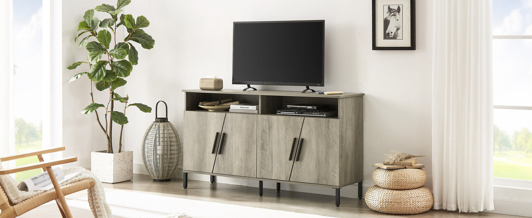 Farmhouse style TV Stand (Grey)