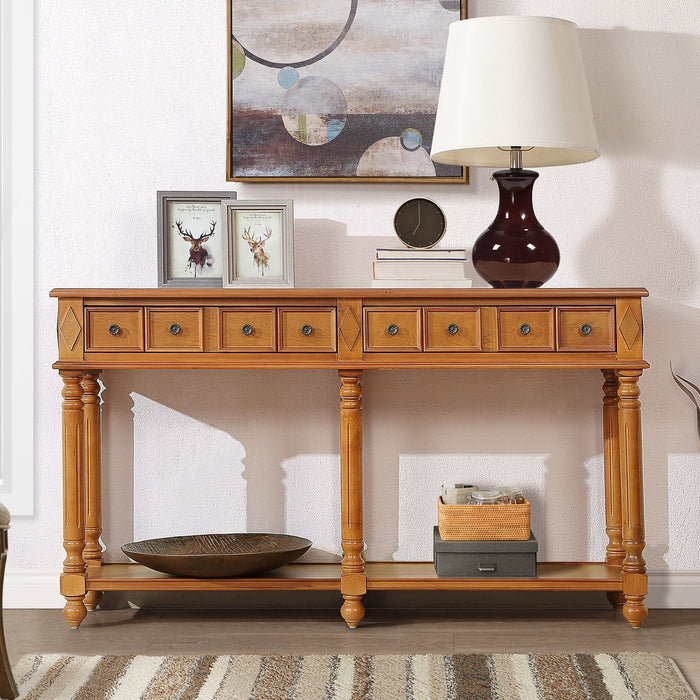 Retro Console Entryway Table - Brown