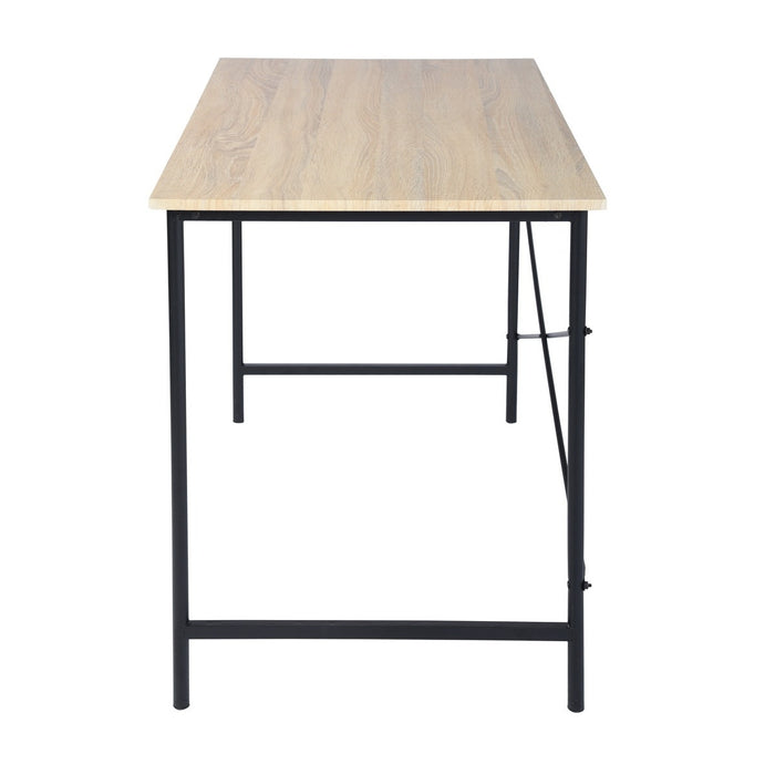 Metal Frame Home Office Writing Desk - Oak & Black