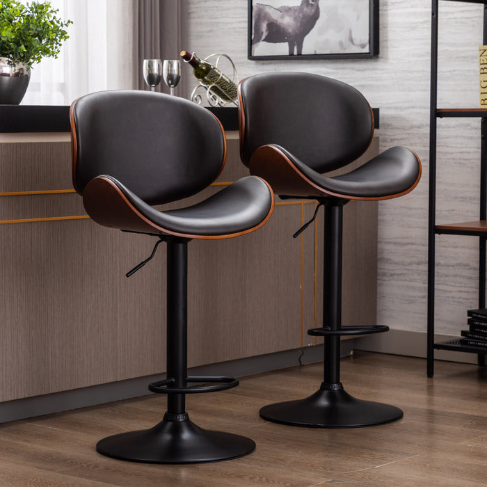 Upholstered Swivel Barstool, Mix color PU Leather (Set of 2)