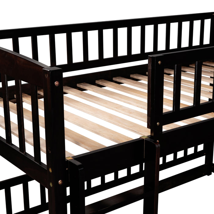 Bunk Bed with Slide,Twin Over Twin - Espresso