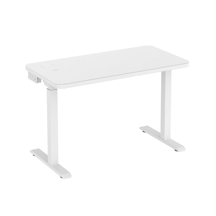 Glass tabletop standing desk - White