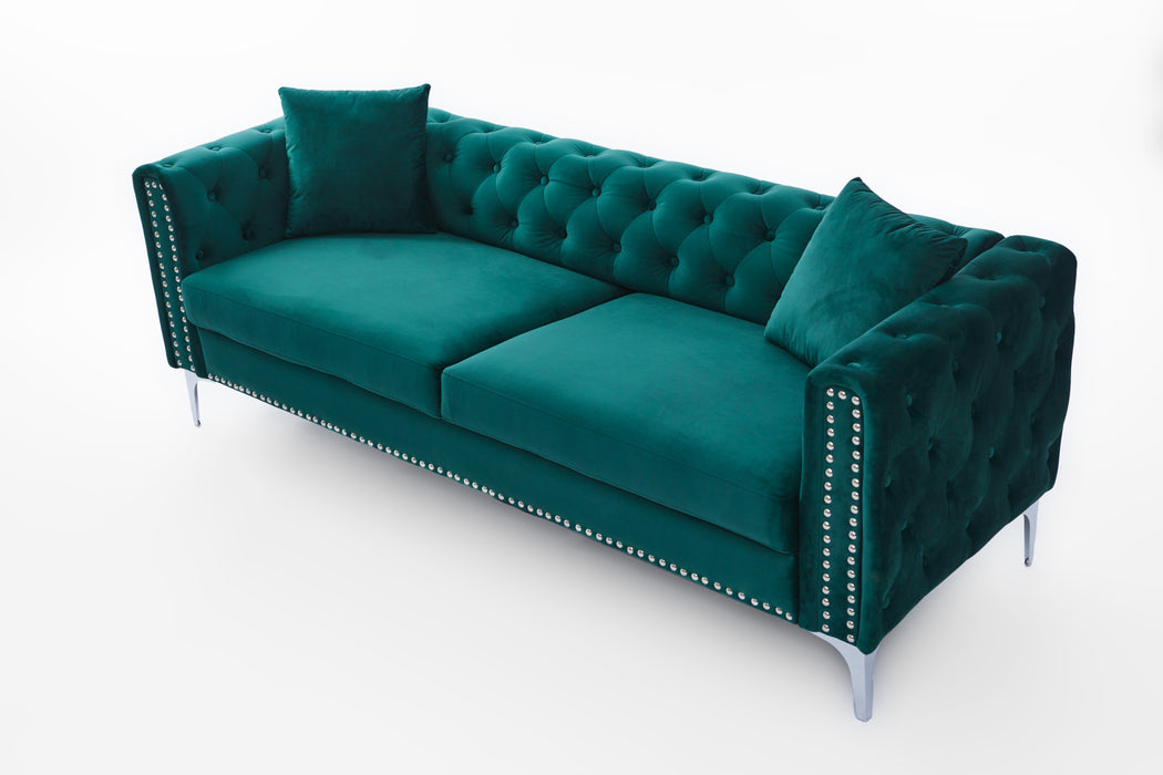 Velvet Sofa includes 2 pillows - Green