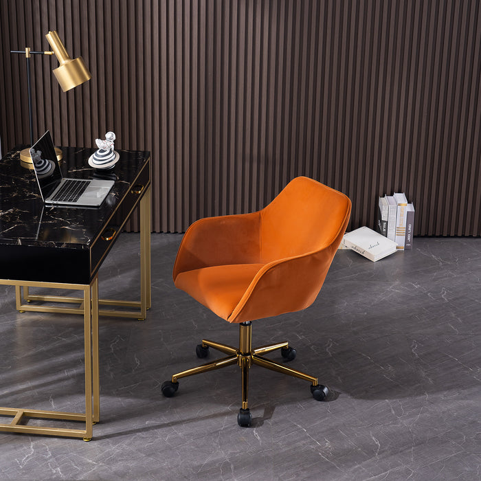 Modern Velvet Home Office Chair - Orange