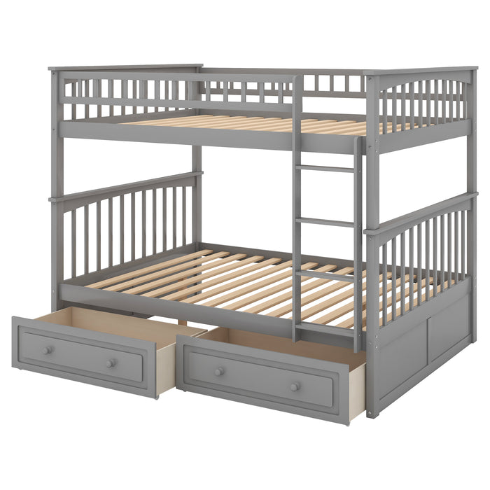 Full over Full Bunk Bed with Drawers