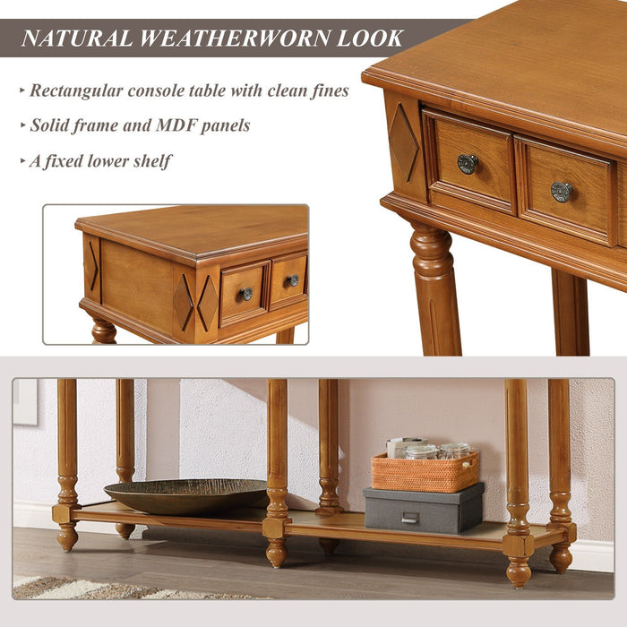 Retro Console Entryway Table - Brown