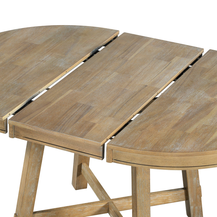 5-Piece Farmhouse Dining Table Set - Natural Wood Wash