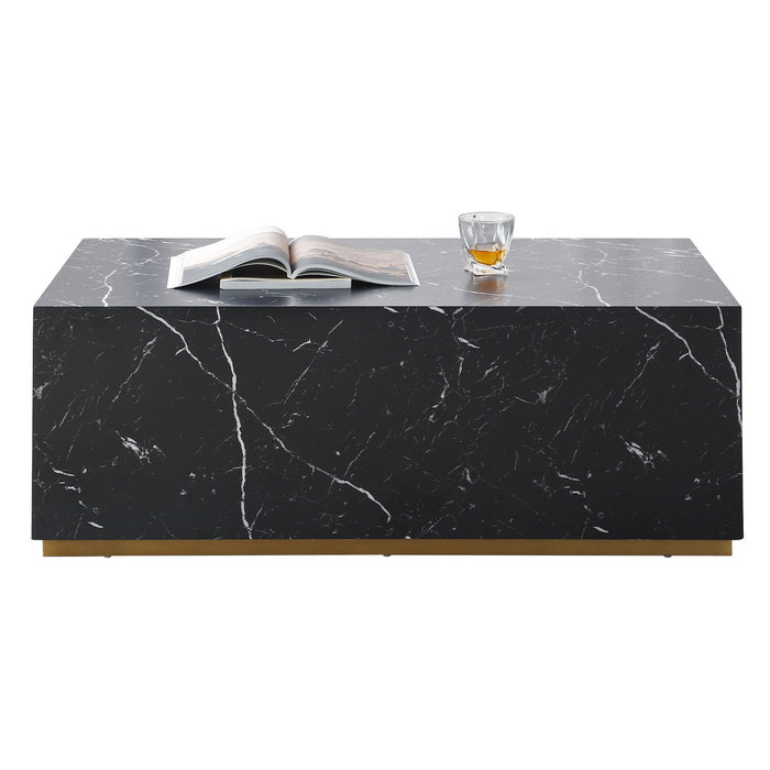 Stylish Black Marble MDF Coffee Table Low Gloss for Living Room/Leisure Area - Matt Black