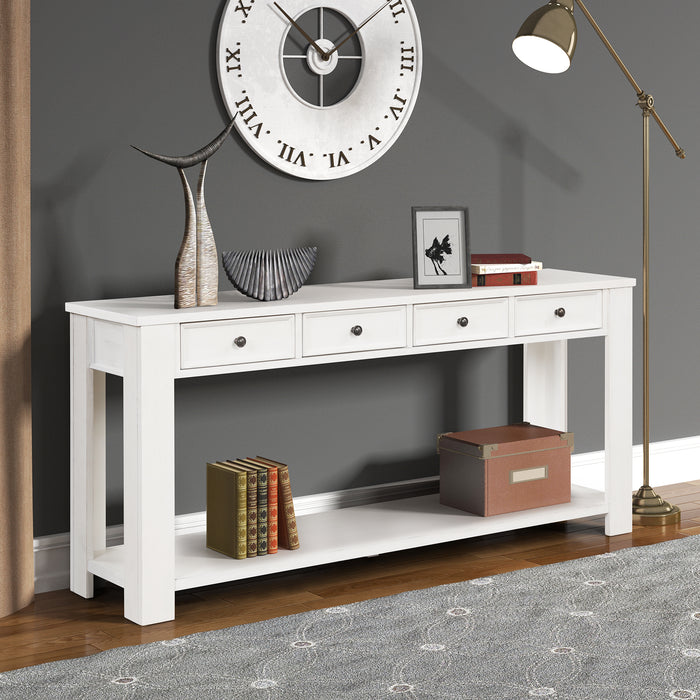 Pine Wood Console Table - Antique White