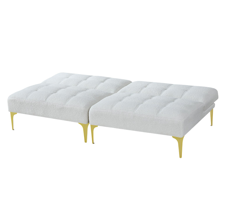 Convertible sofa bed futon - teddy fabric (White)