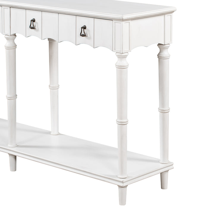 Country Console Table for Hallway - Antique White