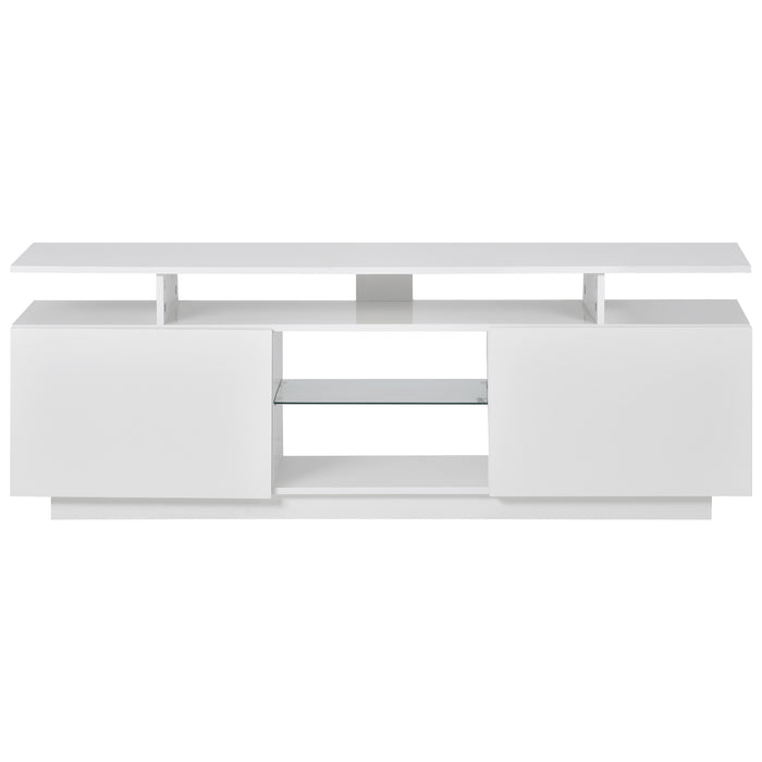 Modern TV Stand for TVs up to 65inches with LED lights, 16 Colors - White