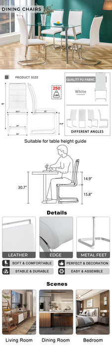 Modern Dining Chairs (Set of 4) ( White+PU)